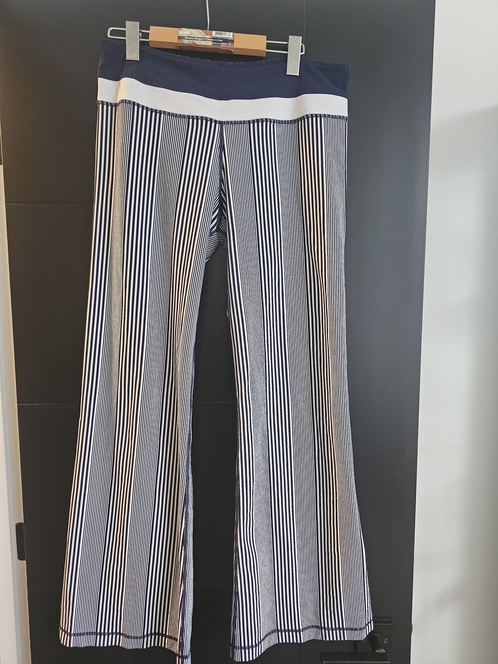 lululemon athletica Navy and White Striped Flare Pants
